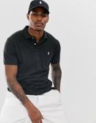 Polo Ralph Lauren Player Logo Pique Polo Custom Regular Fit In Black Marl