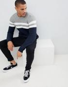 Only & Sons Knitted Sweater With Stripe - Navy