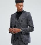 Gianni Feraud Tall Skinny Fit Blue Checked Suit Jacket - Blue