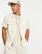 Native Youth Set Short Sleeve Shirt With Pockets In Stone-neutral