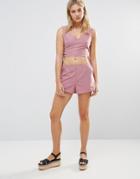 Neon Rose Pink Faux Suede Shorts - Pink
