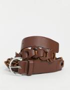 Svnx Pu Woven Leather Belt-brown