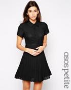 Asos Petite Exclusive Shirt Dress With Pleated Skirt - Black