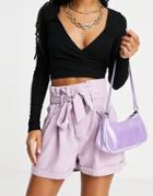 Unique21 Paperbag Waist Shorts In Mauve-purple