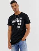 Jack & Jones Core Printed Longline T-shirt In Black