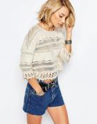 Only Crochet Cropped Top - Whitecap Gray
