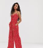 Miss Selfridge Petite Jumpsuit With Tie Front In Red - Red