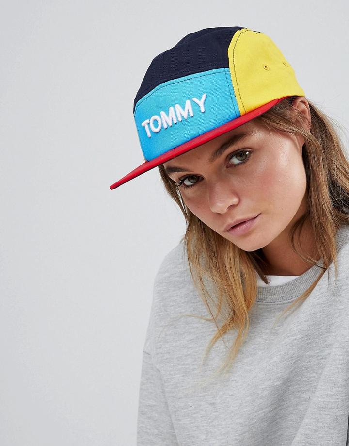 Tommy Hilfiger Logo Cap In Color Block - Navy