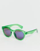 Jeepers Peepers Green Tinted Frame Retro Sunglasses