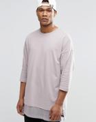 Asos Oversized Long Sleeve T-shirt With Knitted Hem Panel - Pink