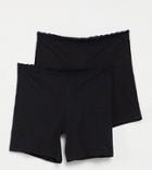 Simply Be 2-pack Lace Trimmed Shorts In Black