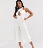 Outrageous Fortune Petite Cross Front Jumpsuit In White - White