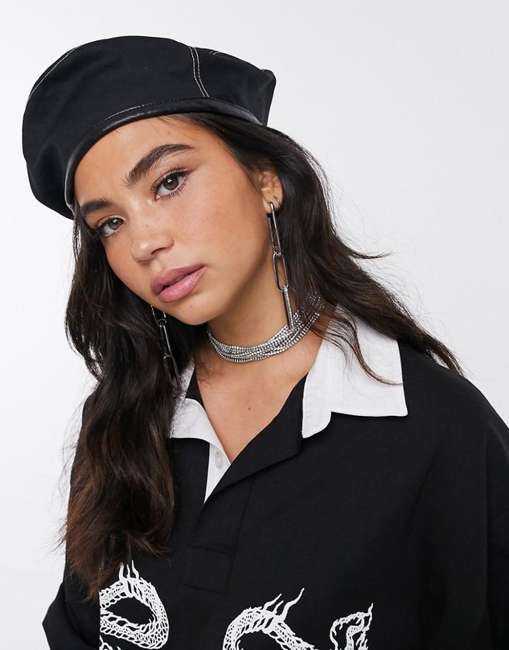 Asos Design 90s Beret In Black
