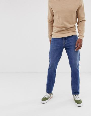 Kings Of Indigo Daniel Marble Wash Relaxed Tapered Fit Jeans In Mid Blue - Blue