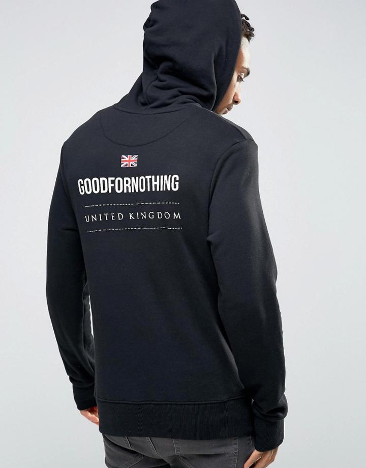 Good For Nothing Hoodie With Back Print - Black