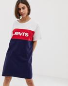 Levi's Oversized T-shirt Dress With Front Logo-white