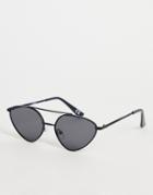 Topshop Metal Cateye Sunglasses With Brow Bar-black