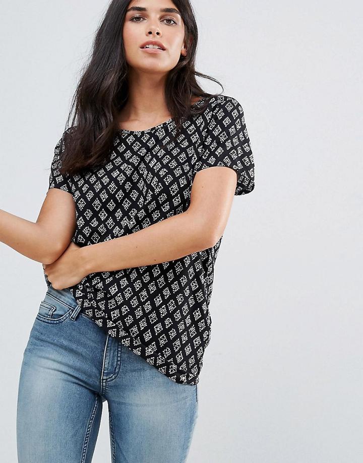 Jdy Epic Monochrome Printed Top - Black