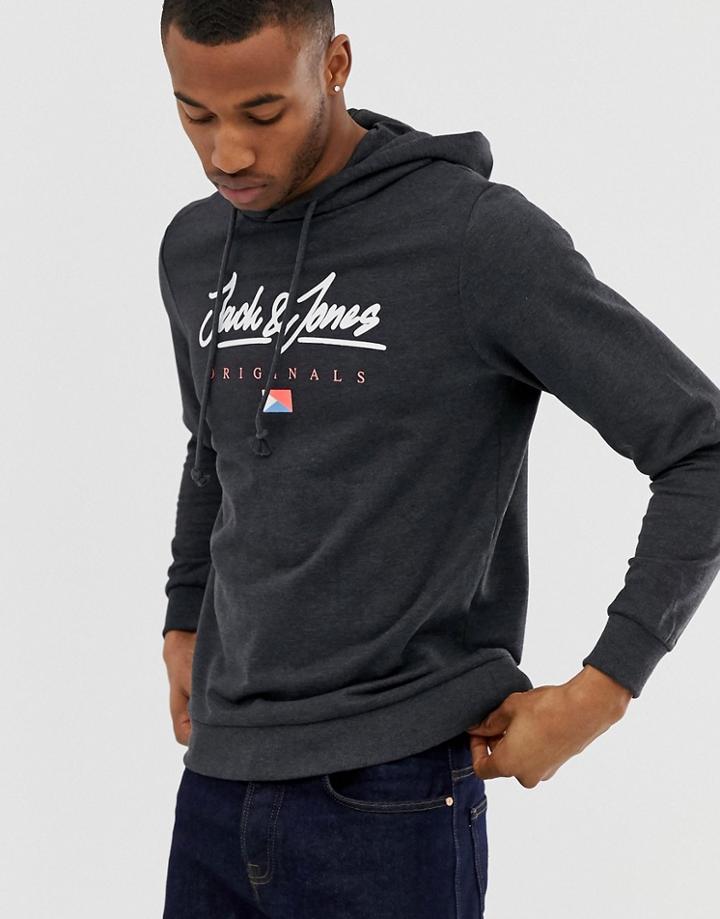 Jack & Jones Originals Pull Over Logo Hoodie - Black