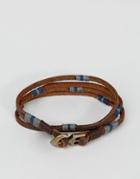 Asos Double Wrap Leather Bracelet With Anchor - Multi