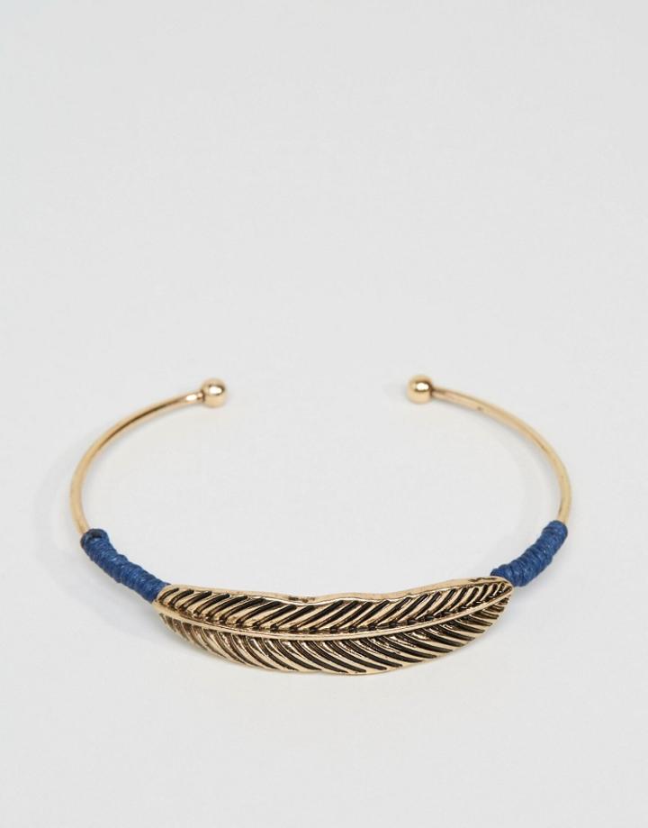 Asos Feather Bangle In Gold - Gold