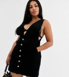 Simply Be Cord Overall Dress In Black