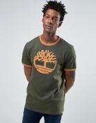 Timberland Logo Ringer T-shirt In Green - Green