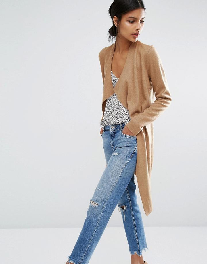 Y.a.s Evita Long Wool Cardigan - Brown