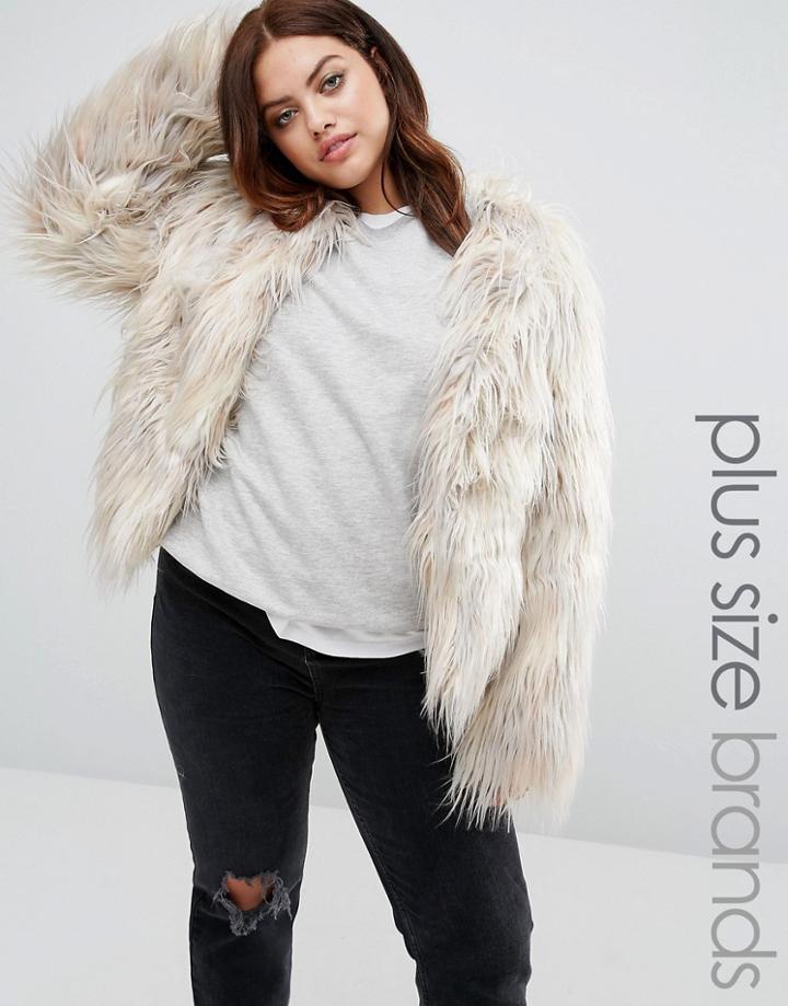 Alice & You Faux Fur Yeti Coat - Gray