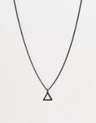 Asos Design Necklace With Cut-out Triangle Pendant In Matte Black