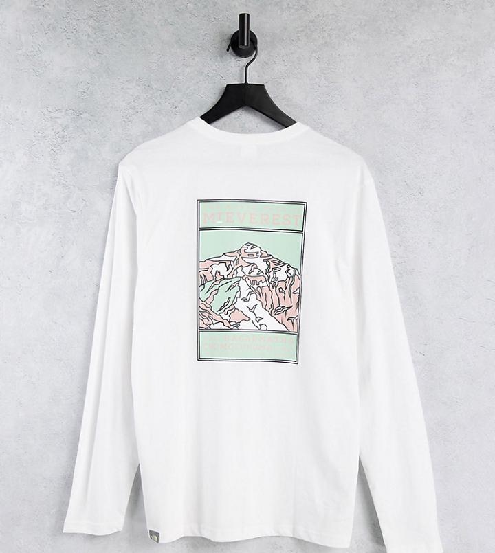 The North Face Faces Long Sleeve T-shirt In White/mint Exclusive At Asos