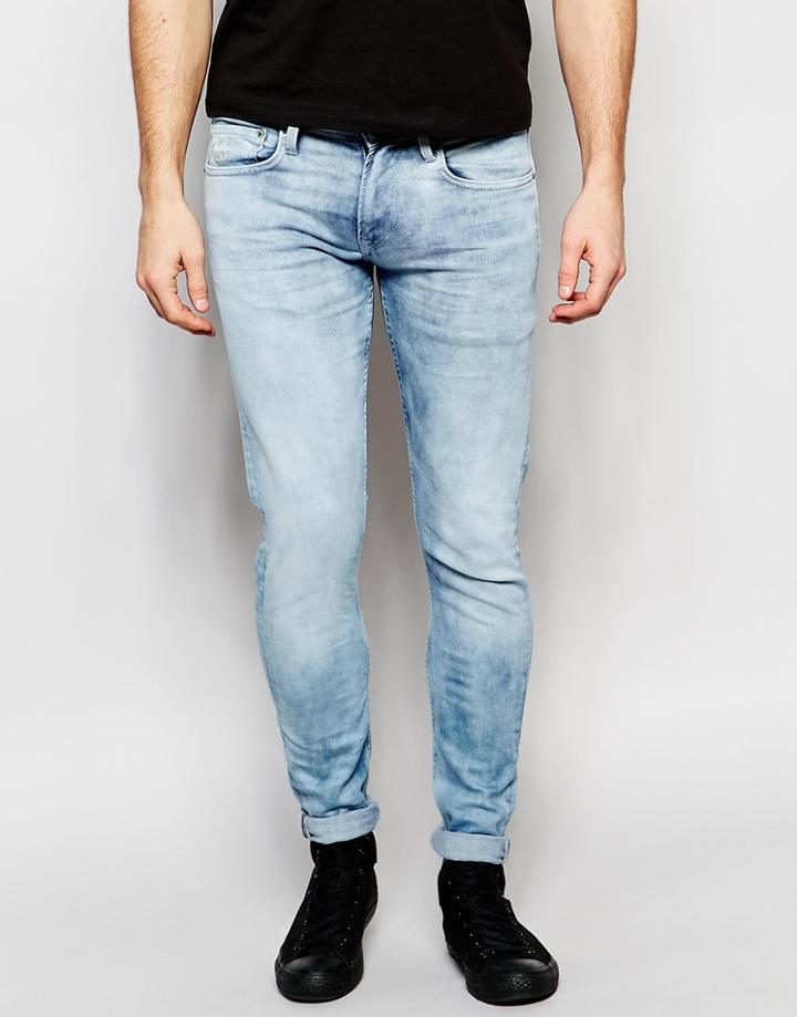 Pepe Jeans Finsbury Stretch Skinny Fit Indigo Legend Bleach Attack - Bleach Attack