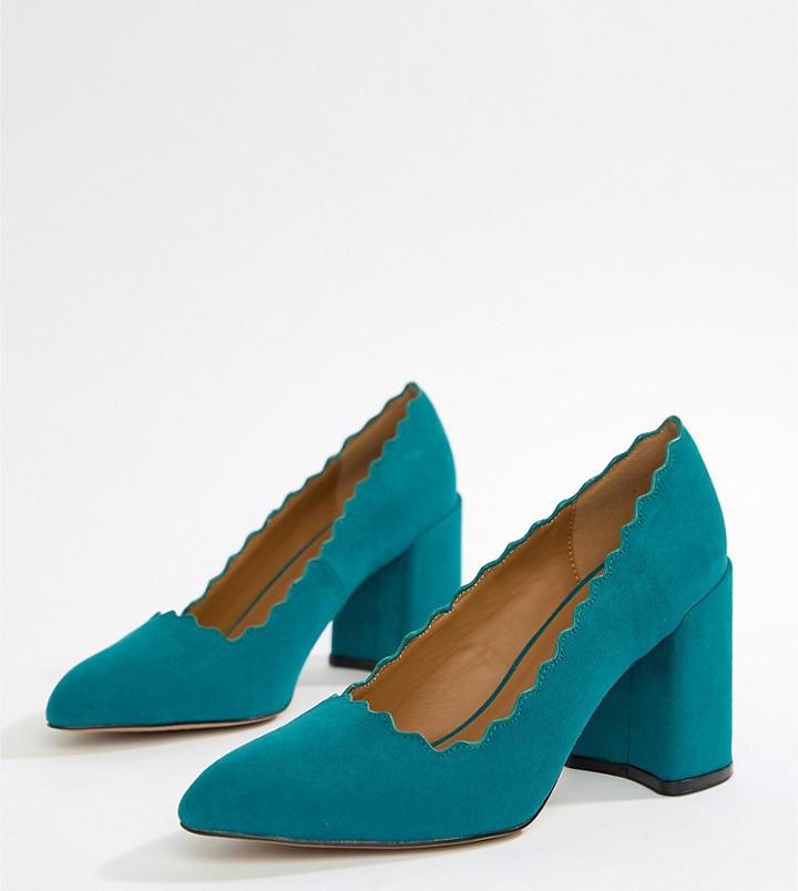 Qupid Pointed Block Heels - Blue