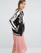 Vero Moda Satin Embroidered Bomber Jacket - Multi