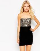 Oh My Love Velvet Bandeau Dress With Sequin Top