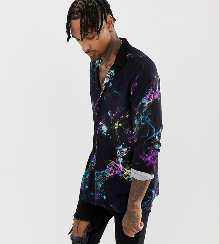 Reclaimed Vintage Inspired Smoke Print Shirt - Black