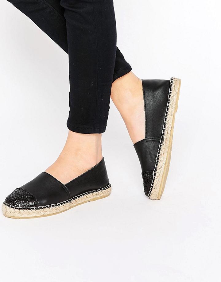 Park Lane Toecap Leather Espadrilles - Black