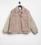 Collusion Unisex Hybrid Western Jacket In Sand-green