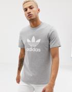 Adidas Originals Trefoil T-shirt In Gray