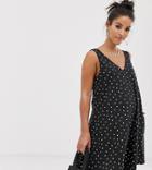Asos Design Maternity Mini Swing Dress With Concealed Pockets In Spot-multi