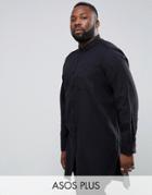 Asos Plus Super Longline Twill Shirt - Black