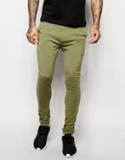 Asos Super Skinny Joggers In Lightweight Fabric In Green - Burnt Olive