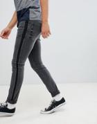 Burton Menswear Skinny Fit Jeans With Side Stripe In Black - Black