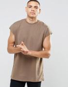 Asos Longline T-shirt In Oversized Fit In Brown - Coco Brown