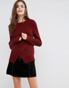 Brave Soul Cross Front Sweater - Red