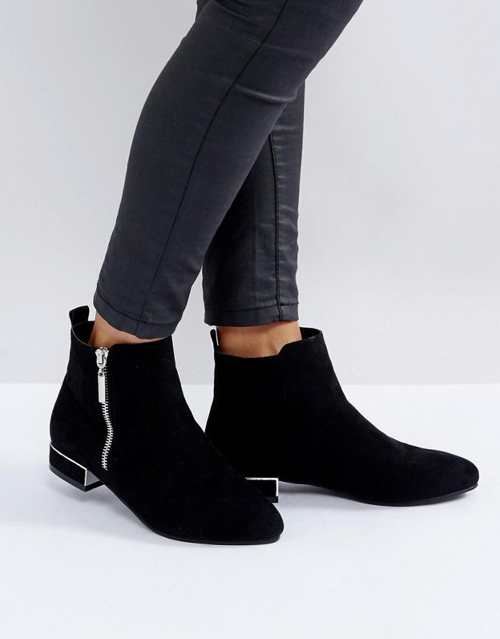 Park Lane Side Zip Flat Boot - Black