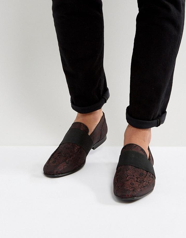 Asos Loafers In Paisley Textile - Black