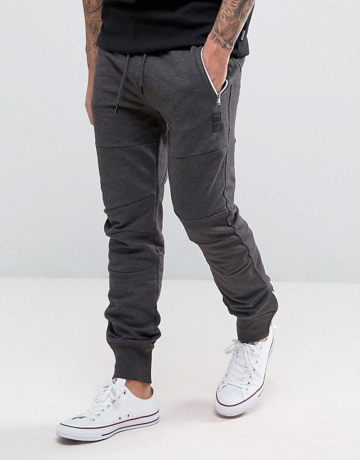 Crosshatch Ribbed Cuff Joggers - Gray