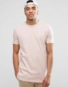 Asos Longline T-shirt With Crew Neck And Logo In Pink - Rose Dust