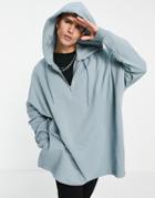 Asos Design Longer Length Hoodie With Half Zip In Gray - Part Of A Set-grey